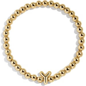 image:imageBaubleBar Initial Pisa Custom Bracelet Trendy GoldPlated Beads Fashion Jewelry Popular Initial Letter Bracelet Stretchy Fit for Kids and AdultsLetter Y
