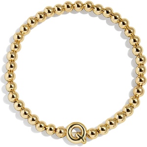 image:imageBaubleBar Initial Pisa Custom Bracelet Trendy GoldPlated Beads Fashion Jewelry Popular Initial Letter Bracelet Stretchy Fit for Kids and AdultsLetter Q