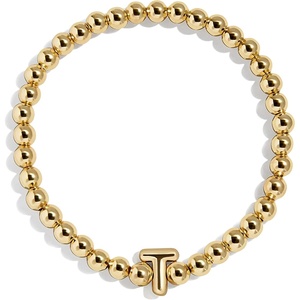 image:imageBaubleBar Initial Pisa Custom Bracelet Trendy GoldPlated Beads Fashion Jewelry Popular Initial Letter Bracelet Stretchy Fit for Kids and AdultsLetter T