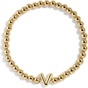 image:imageBaubleBar Initial Pisa Custom Bracelet Trendy GoldPlated Beads Fashion Jewelry Popular Initial Letter Bracelet Stretchy Fit for Kids and AdultsLetter V