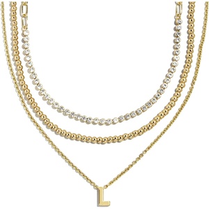 image:imageBaubleBar Kenna PreLayered Initial Necklace GoldPlated Fashion Jewelry Gifts for Women Beautiful and TrendyL