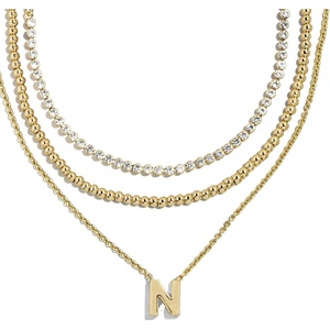 image:imageBaubleBar Kenna PreLayered Initial Necklace GoldPlated Fashion Jewelry Gifts for Women Beautiful and TrendyN