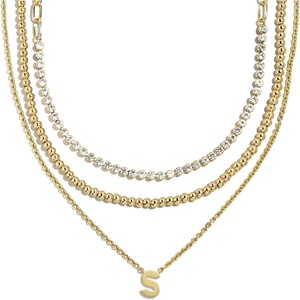 image:imageBaubleBar Kenna PreLayered Initial Necklace GoldPlated Fashion Jewelry Gifts for Women Beautiful and TrendyS