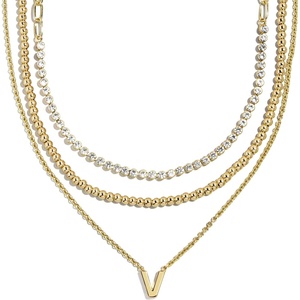 image:imageBaubleBar Kenna PreLayered Initial Necklace GoldPlated Fashion Jewelry Gifts for Women Beautiful and TrendyV